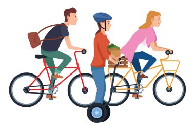 Bisiklet ve elektrikli scooter kullanan lar