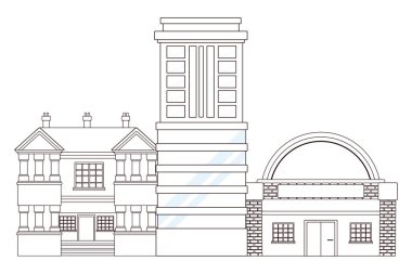 Kentsel binalar ve şehir mimarisi siyah beyaz