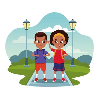 Sırt çantası karikatürler ile Okul çocukları