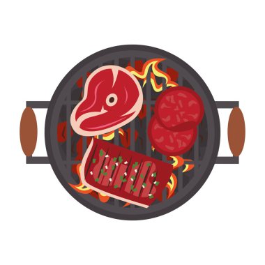 Lezzetli barbekü ızgara gıda karikatür