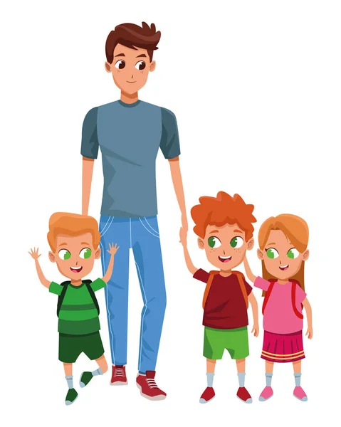 Çocuklu aile tek baba — Stok Vektör