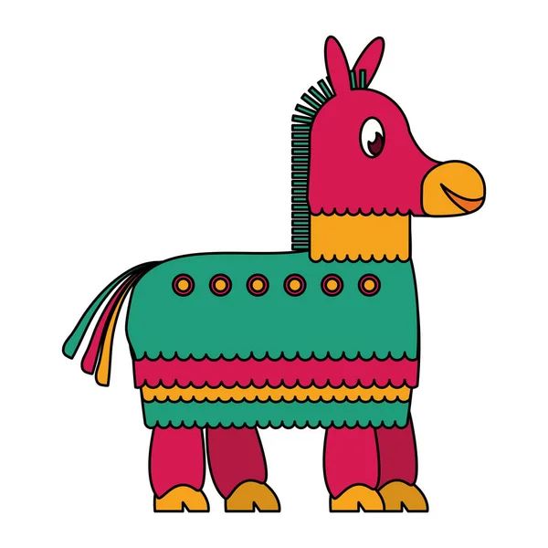 Mexican pinata donkey cartoon isolated icon — Stock Vector