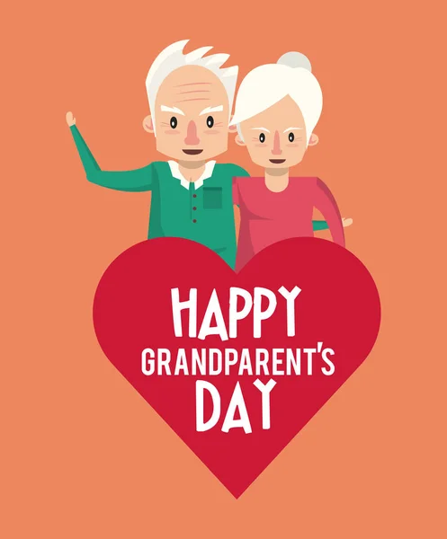 漫画と幸せな祖父母の日カード — ストックベクタ