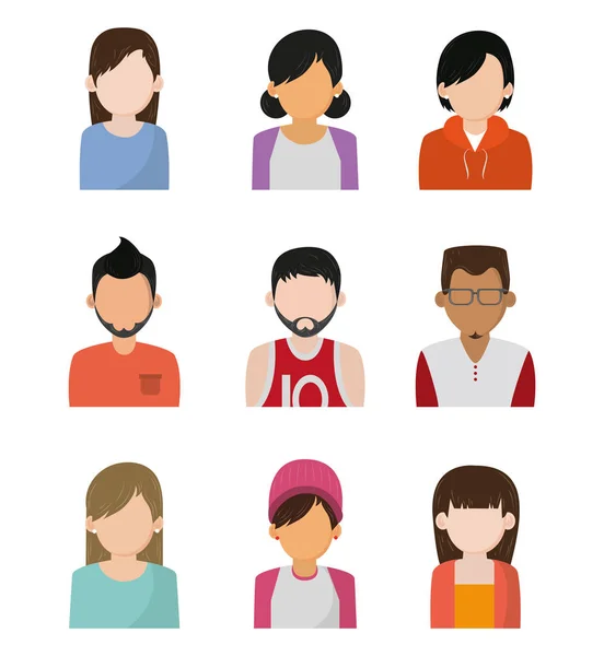 Conjunto de pessoas sem rosto personagens ícones — Vetor de Stock