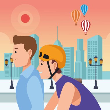 insanlar yürüyüş ve bisiklet sürme