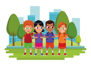 çocukluk sevimli okul öğrencileri karikatür