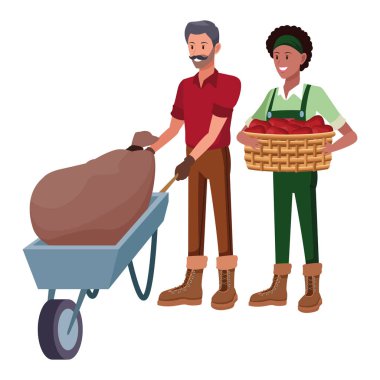 çiftlik, hayvan ve çiftçi karikatür