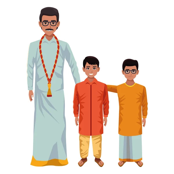 Indian family avatar cartoon character — Stock Vector