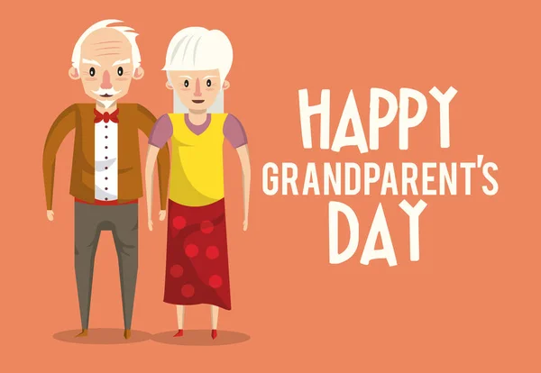 Happy grandparents day card with cartoons — Stock Vector