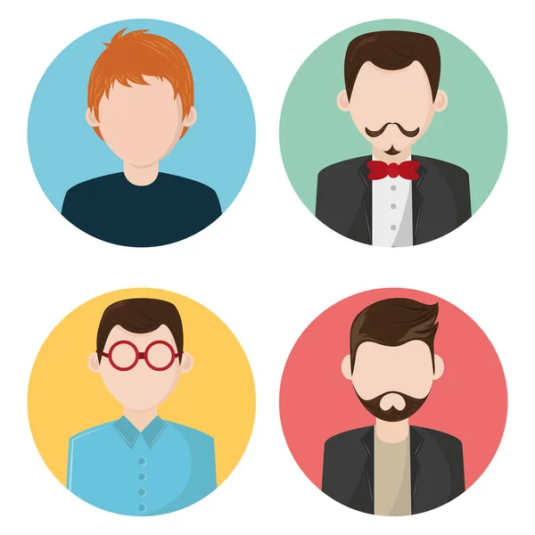 Conjunto de iconos de personajes sin rostro — Vector de stock