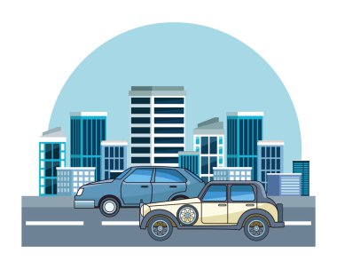 Vintage ve klasik modern araba araçlar ile