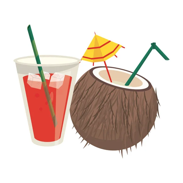 Dessins animés d'été boissons et cocktails — Image vectorielle