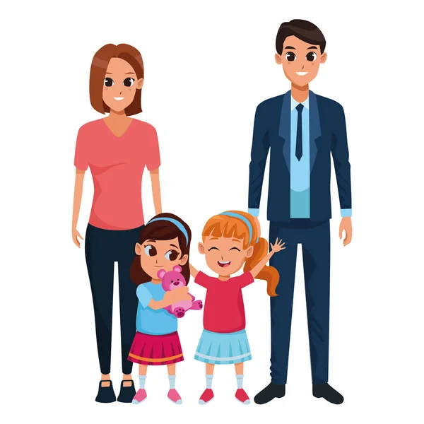 Familia padres y niños dibujos animados — Vector de stock