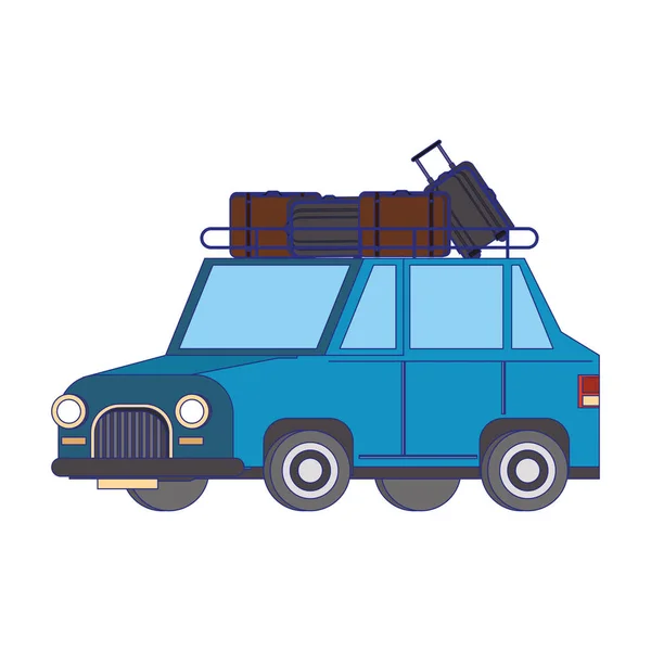 Voiture avec bagages sur le véhicule supérieur isolé — Image vectorielle