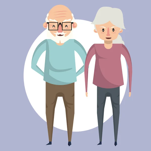Beautiful elderly couple smiling cartoon — Stock Vector