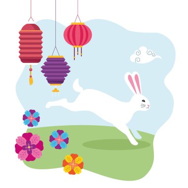 orta sonbahar çin festivali karikatür