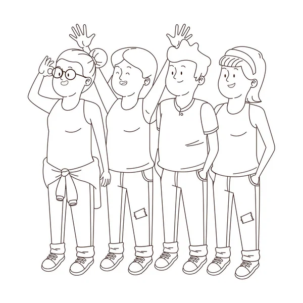 Gençler arkadaşlar gülümseyen ve siyah beyaz tebrik