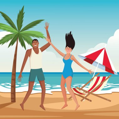 Yaz karikatürlerinde mutlu çift