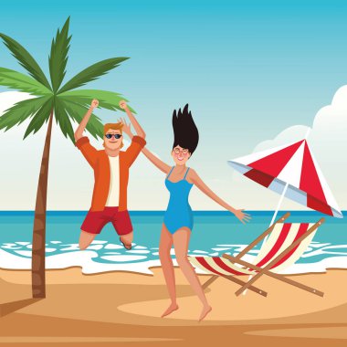 Yaz karikatürlerinde mutlu çift