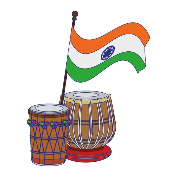 День независимости Индии символизирует синие линии мультфильмов — стоковый вектор