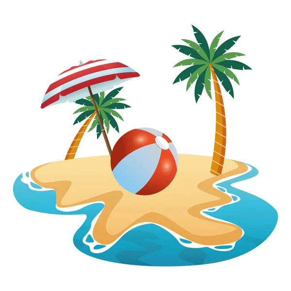 夏伞下的海滩球 — 图库矢量图片