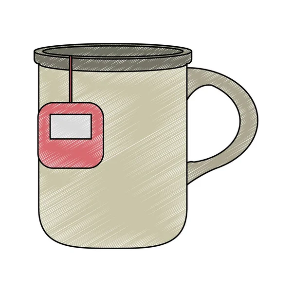 Taza de té caliente con bolsa garabato — Vector de stock