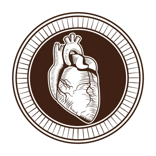Corazón realista dibujado icono del tatuaje — Archivo Imágenes Vectoriales