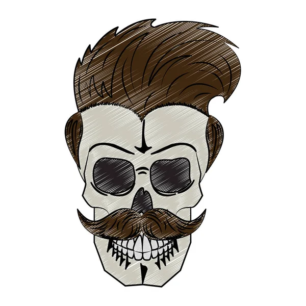 Crâne vintage barbier gribouiller — Image vectorielle