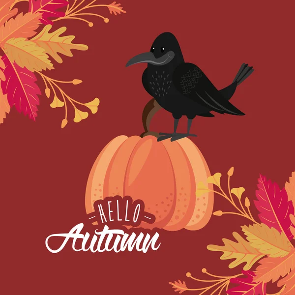 有可爱动物卡通片的秋季贺卡 — 图库矢量图片