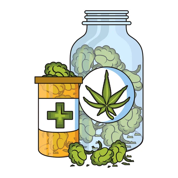 Cannabis martihuana sativa hemp cartoon — Stock Vector