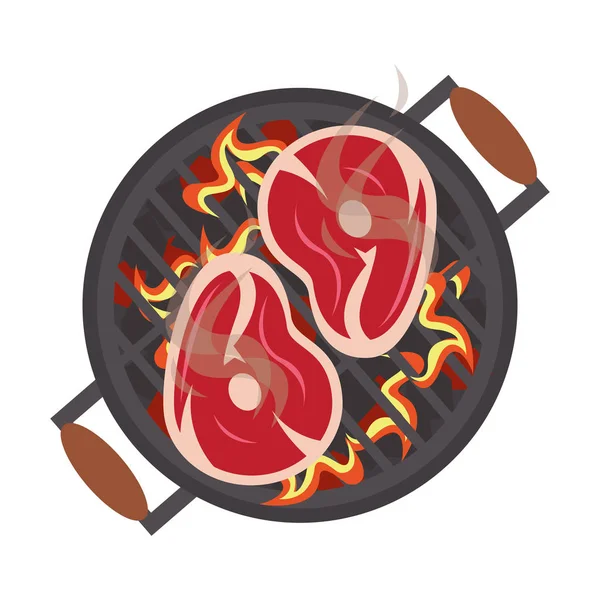 Gustoso barbecue alla griglia cibo cartone animato — Vettoriale Stock