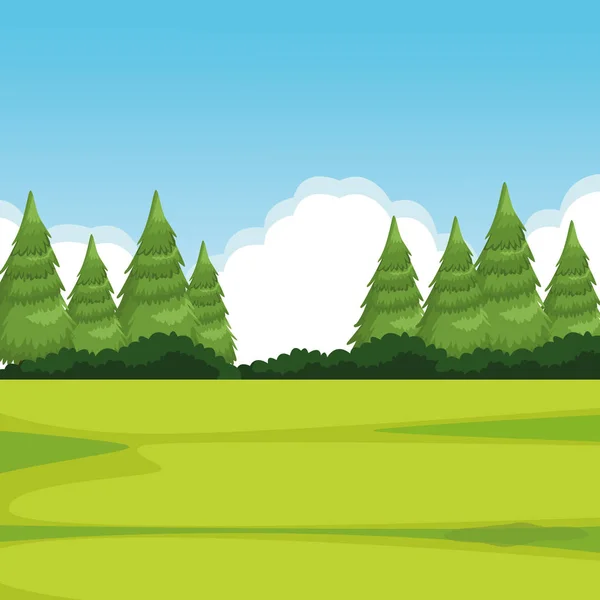 Paesaggio forestale con illustrazione vettoriale di pino — Vettoriale Stock