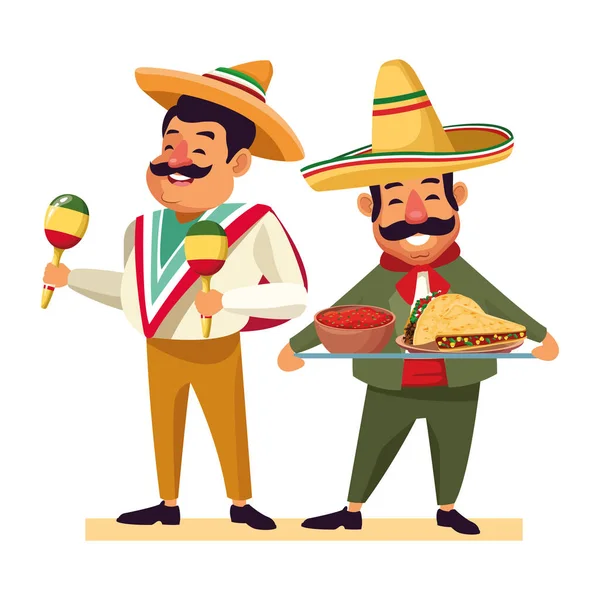 Comida mexicana e cultura tradicional — Vetor de Stock