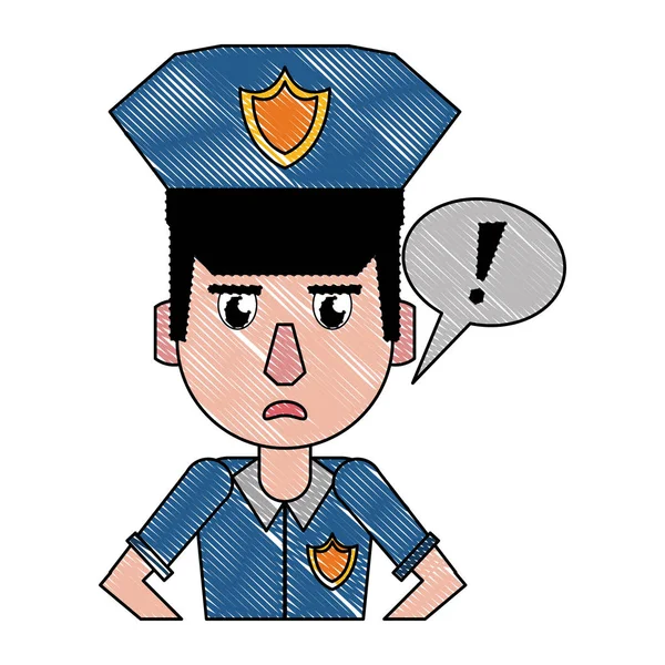 Polis profili karikatür karalama — Stok Vektör