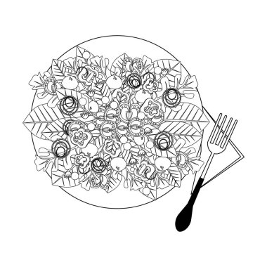 Siyah beyaz sebze ile sağlıklı salata