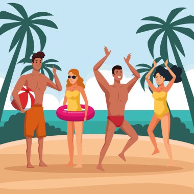 insanlar plajda eğlenmek