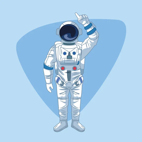 Astronaut over blauwe achtergrond — Stockvector