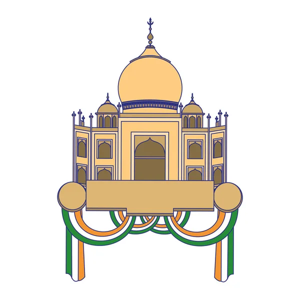 Taj mahal indian building symbol isolated blue lines — 스톡 벡터