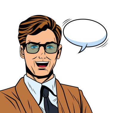 Pop art işadamı konuşma balonu