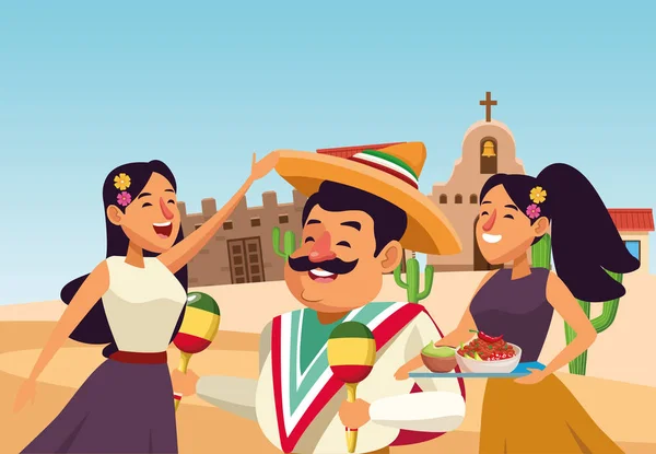 Mexican traditional culture icon cartoon — Stock Vector
