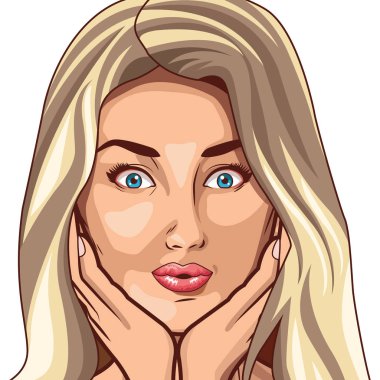Pop art güzel kadın karikatür yüz