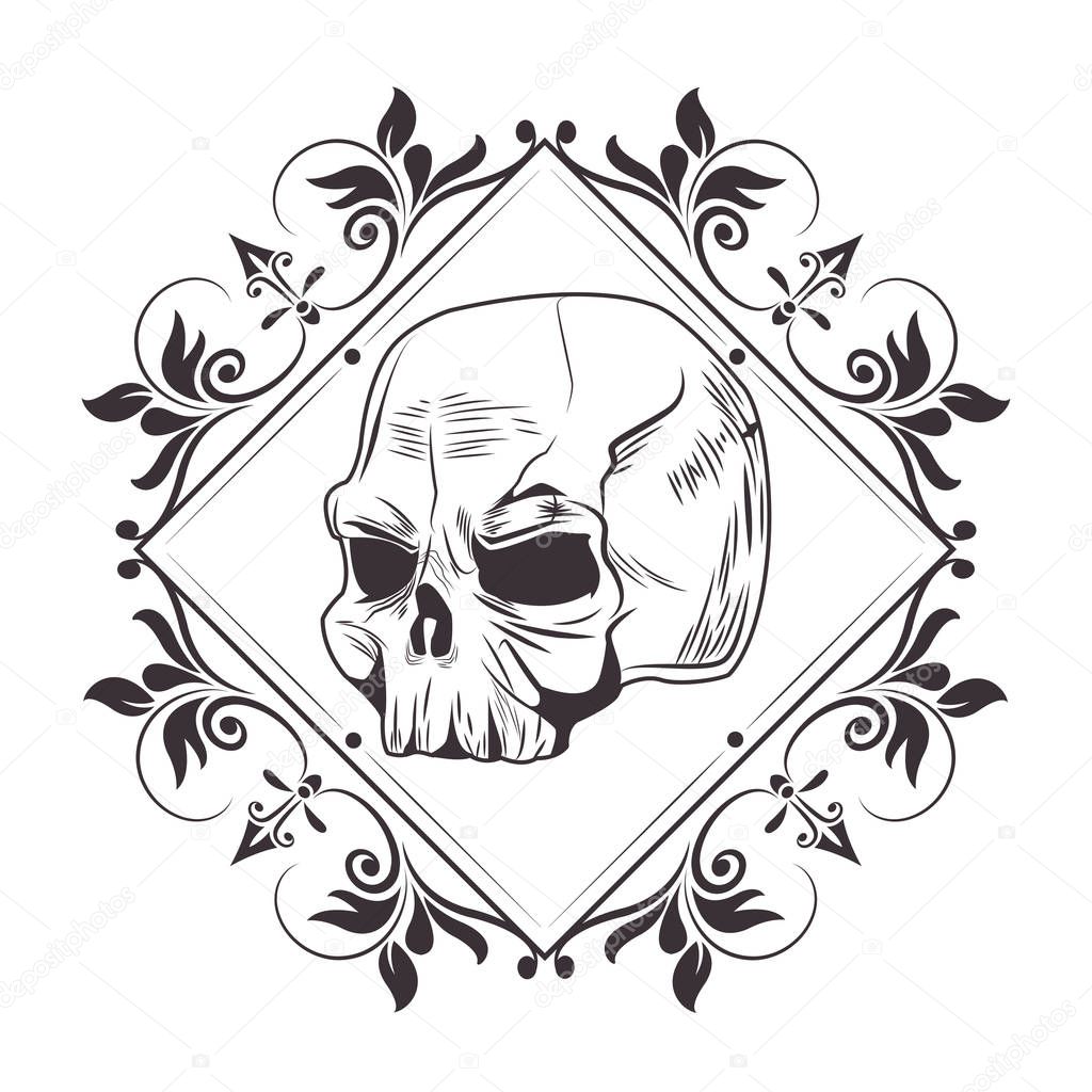 skull head drawn tattoo icon