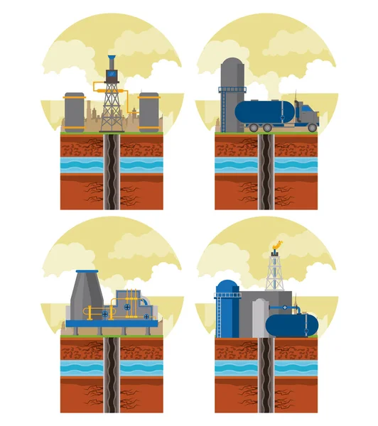 Эмблемы зоны фрекинга и нефтяной промышленности — стоковый вектор