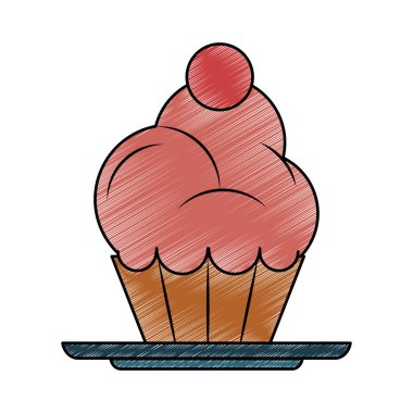 Lezzetli cupcake tatlı karalama