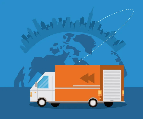 Transporte mercancías logística carga dibujos animados — Vector de stock