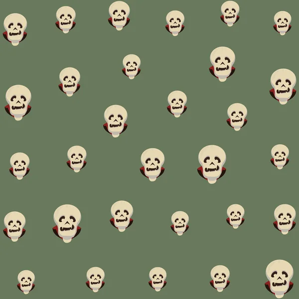 Halloween cráneos cabezas patrón fondo — Vector de stock