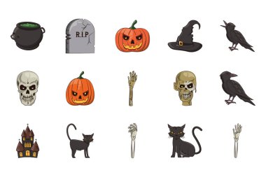 Cadılar Bayramı set simgeleri demeti