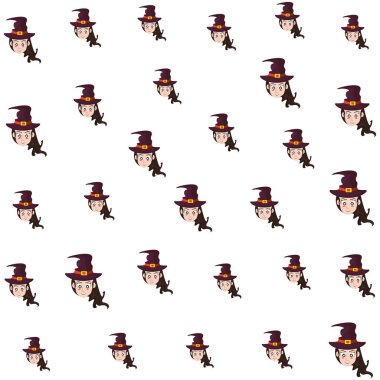 Cadı kafası desenli kostümlü kadın.