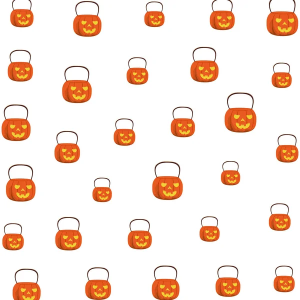 Halloween pumpkins with faces pattern — 스톡 벡터