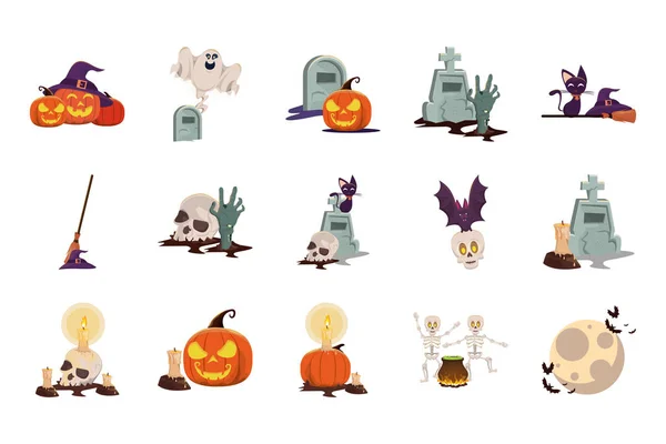 Paquete de iconos de Halloween conjunto — Archivo Imágenes Vectoriales